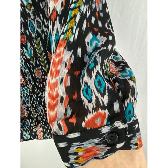 NWT Sami & Jo Blouse Womens 3X Multicolor Ikat Print Button Up Top Southwestern - Picture 6 of 11